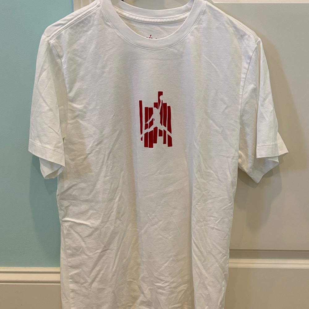Jordan White Tee with Red Logo